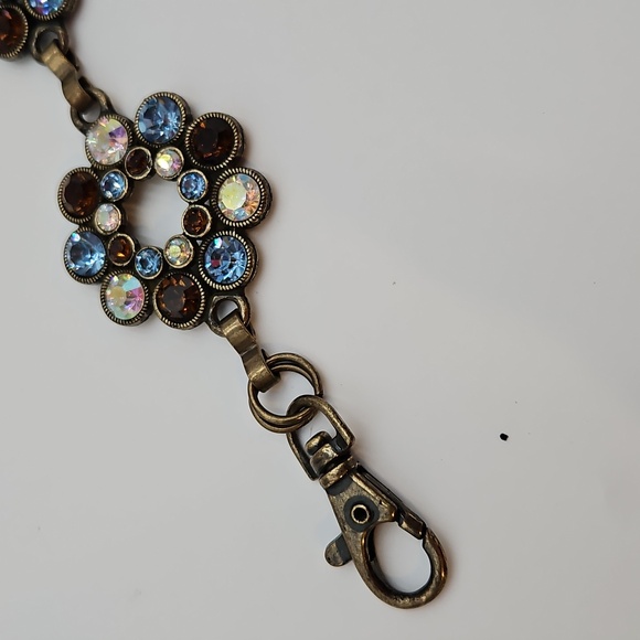 Chico's Chic Floral Belt with Blue and Gold Accents Vintage Metallic Metal 48" - Picture 2 of 6